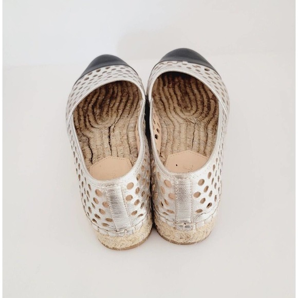 Loeffler Randall Mariko Perforated Leather Flat, Silver/Black Espadrille 6.5 EUC - Picture 6 of 9